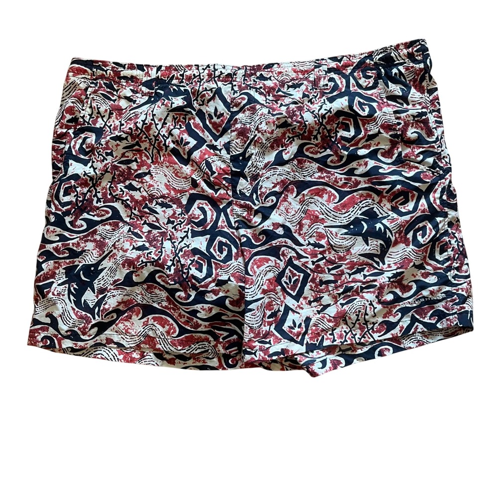 Columbia PFG Mens‎ XL 6in Inseam Fishing Shorts Red Navy Marlin Print Omni-Shade